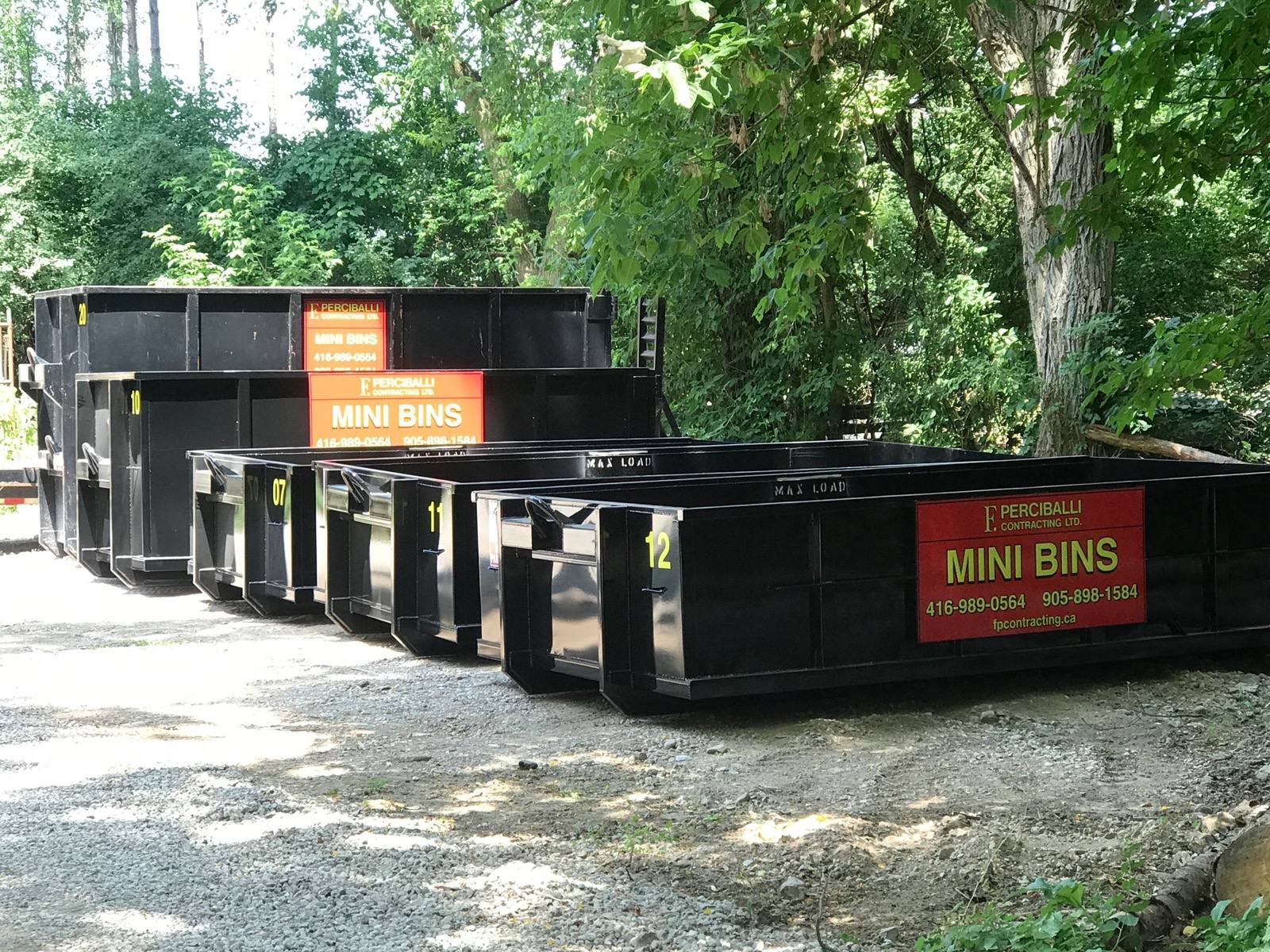 Bins lined up