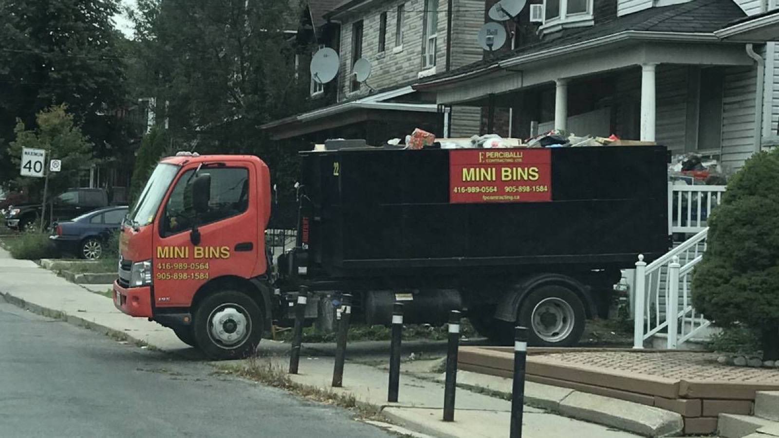 mini bin on a truck