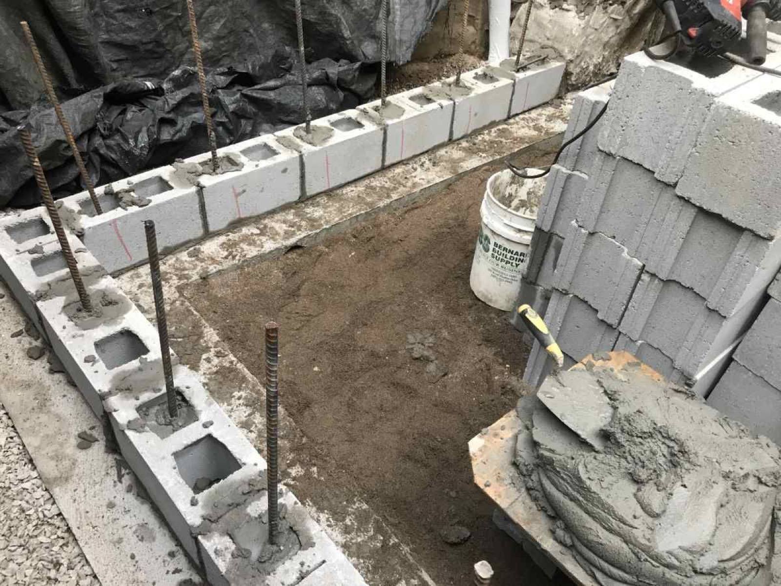Cement block work in progress