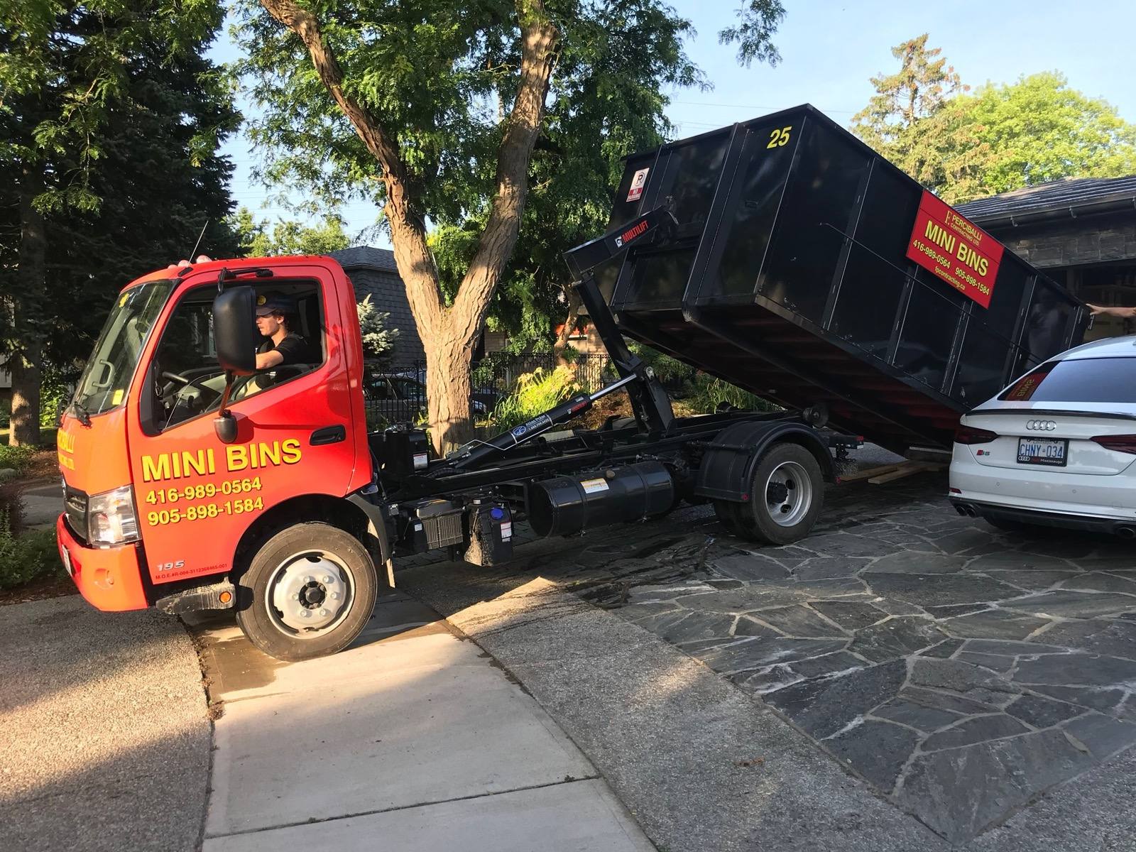 Empty Mini bin being placed 