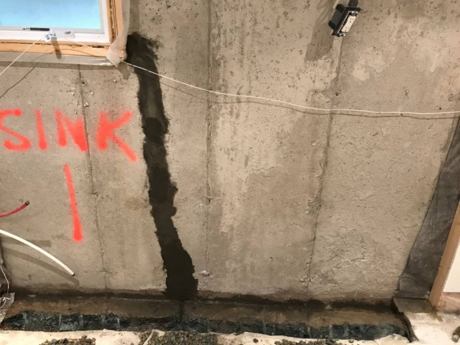 filled wall crack